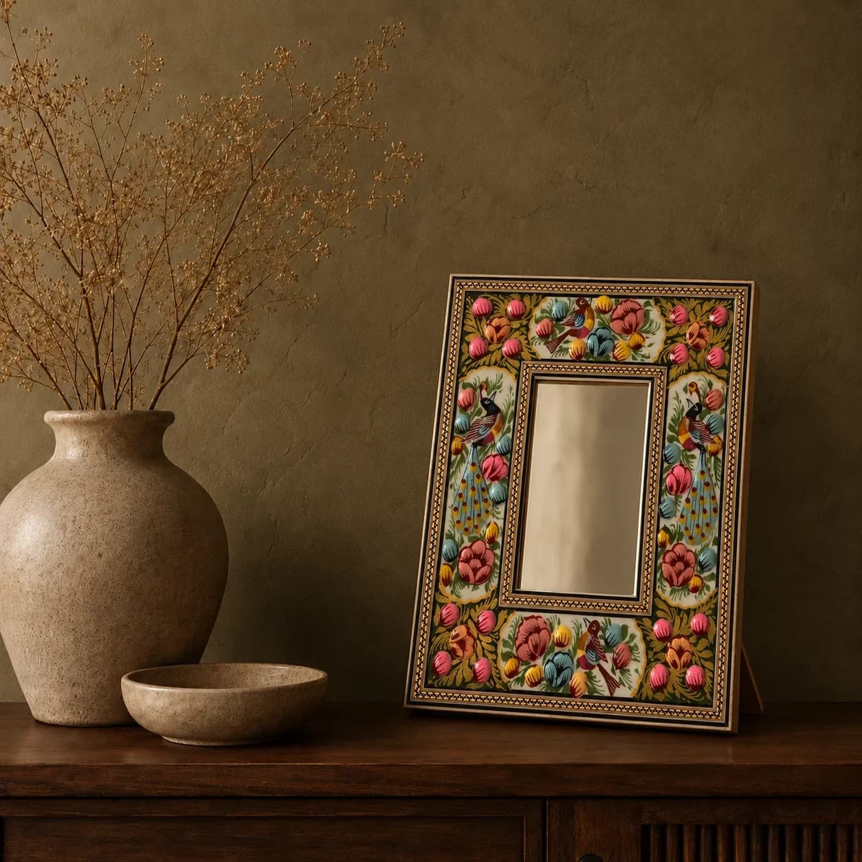 Green Bird Hatem Mirror, Large No. 2